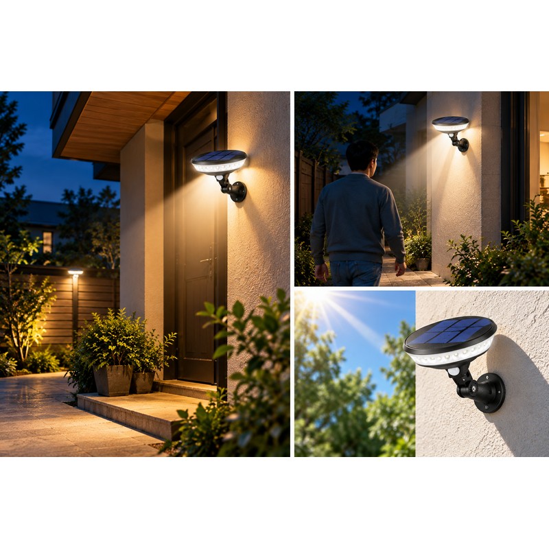 Solar Motion Sensor Wall Light for Outdoor Lighting – 360°