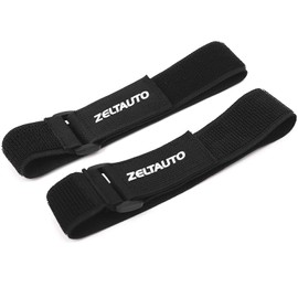 Zeltauto Elastic Hook and Loop Cable Tie, Fastening Magic Strap with Plastic Buckle End (Black, 20 in, 2 Pcs)