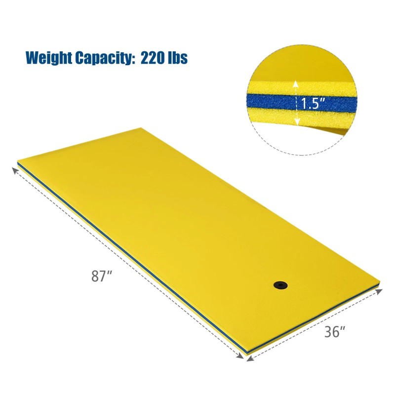 Costway 3-Layer Tear-proof Floating Water Pad Island Mat Sports Relaxing