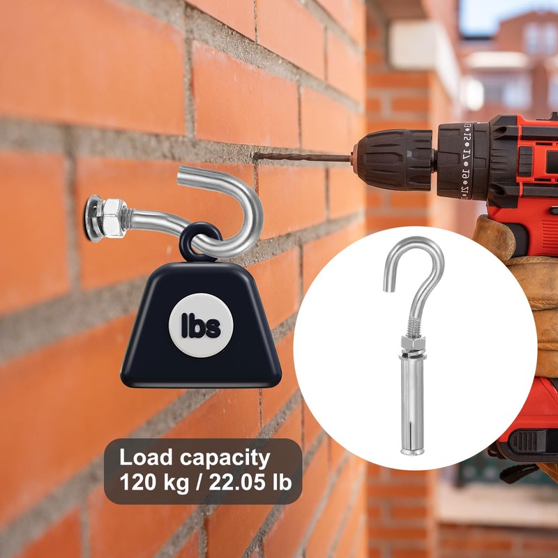 MECCANIXITY Concrete Wall Hook M6x90mm, Expansion Shoulder Eye Bolts Open
