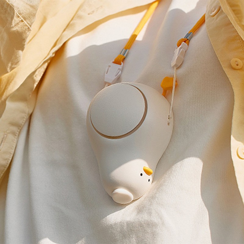 Hanging Neck Fan Adjustable Lanyard Cute Duck Cartoon Shape Hands