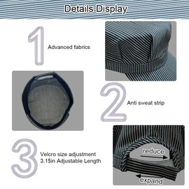 Wlayu Blue and White Railroad Engineer Hat Train Conductor Adult Hat