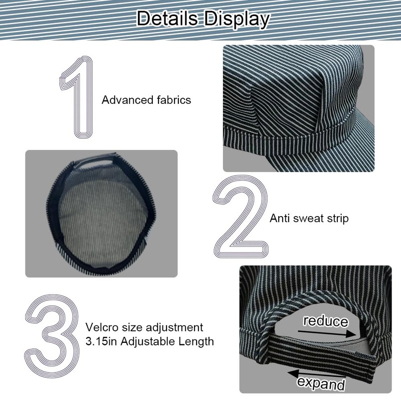 Wlayu Blue and White Railroad Engineer Hat Train Conductor Adult