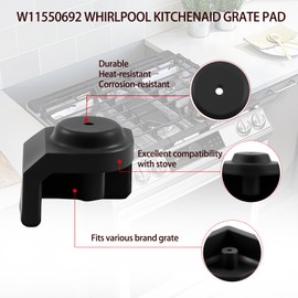 Atgestore W11550692 Grate Rubber Feet Replacement for Whirlpool KitchenAid Jennair Maytag Stove Parts Grate Feet Bumpers Whirlpool Gas Rang Burner Grate Foot Pad Stove Top Cooktop Rubber Pads 4Pcs