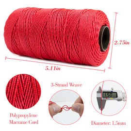 LEREATI Braided Macrame Cord 1.5mm x 218yards Polypropylene Rope Polyester Rope Yarn Crochet Thread, Macrame String for DIY Crafts Bag Knitting Plant Hangers Home Decorations (Light Yellow)