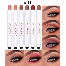 Mysense Creamy Eyeshadow Stick,Shimmer Matte Eyeshadow Pencil Crayon,2 in 1 Eyeshadow Eye Brightener Stick,Highlighting Stick,Soft & Smooth Easy To Color Waterproof,01 Set