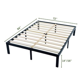 ZIYOO California King Bed Frame 16 inch Metal Platform with Wooden Slat Support Mattress Foundation and No Box Spring Needed