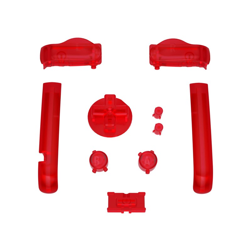 eXtremeRate Clear Red Replacement Full Set Buttons for Gameboy Advance