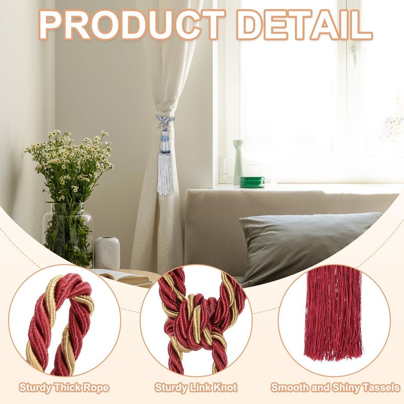 PATIKIL Curtain Tassel Tiebacks, 2 Pack 28" Gourd Shape Curtain