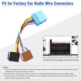 Jayubien Radio Wiring Harness Compatible with Acura Honda Suzuki Car Stereo Connector Adapter 16Pin Aftermarket Radio Wire Cable Kit