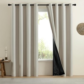 HONGHCL Cortinas Blackout 100% - Cortinas para Recamara y Sala con Forro Negro, Ultra Livianas, Alta Privacidad Ideal para Dormitorios, Apartamentos