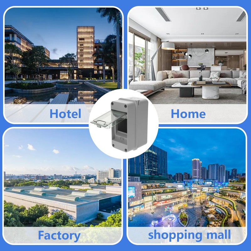 Din Rail Enclosure, 3-Way Weatherproof Power Distribution Box, Transparent Cover