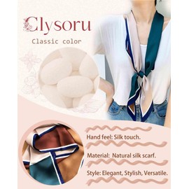 Clysoru Silk Neck Scarf Printed Scarves Head Women'S Fashion Oblique Angle Satin Scarfs For Bag Hair 59” X 5.9”