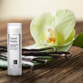 Nabila K Organic Lip Balm, Nourishing, Moisturizing, Revitalizing, Soothes Chapped Lips, Natural, Sweet Vanilla (.15 oz.), Single