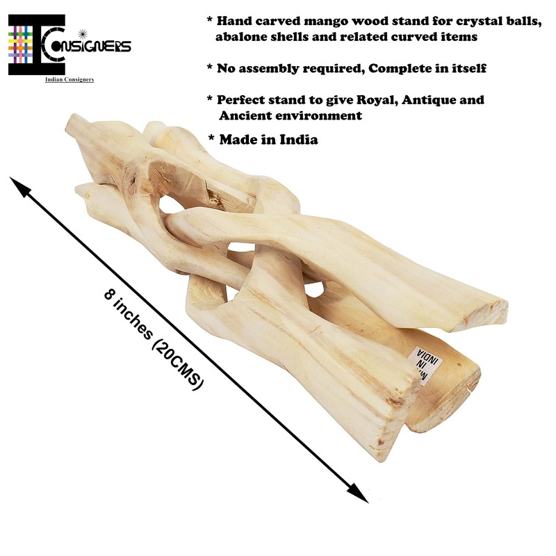 Indian Consigners Wooden Tripod Stand, Kobra Design (Natural White, 8
