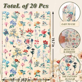 20 Sheets Wildflower Tissue Paper, 20x14in Wildflower Wrapping Tissue for Spring Birthday Wedding Gift Supplies