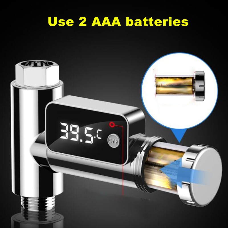 LED Display Water Shower Thermometer Rotatable Screen Waterproof Easy to
