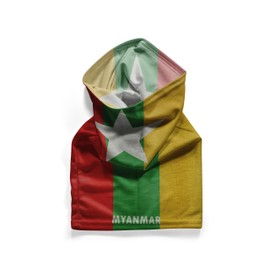 Myanmar Flag Neck Gaiter – Red, Green & Yellow Face Cover with Bold White Star – Breathable Multifunctional Bandana for Travel, Culture, and Outdoor Wear