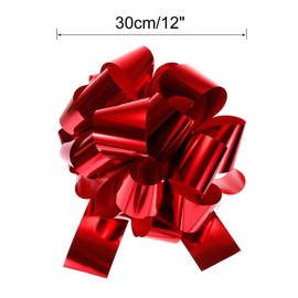 TOP-VIGOR 2Pcs 12 Inch Car Extra Giant Large Pull Bow, Christmas Metallic Gift Wrapping Bows Ribbon for Wedding Car Baskets Presents Big Gift Bow, Red