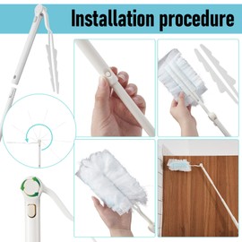 Colingmill 8 Pcs 3 ft Replacement Handles Compatible with Swiffer Duster Refill Adjustable Length Handles Duster Refill Extended Handle Removal Duty (White)