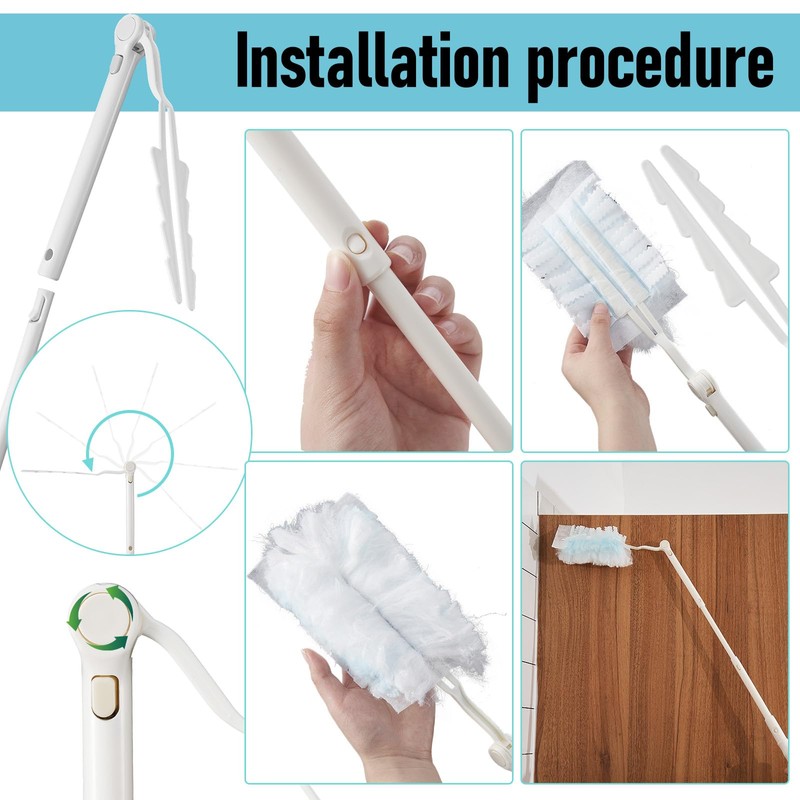 Colingmill 8 Pcs 3 ft Replacement Handles Compatible with Swiffer