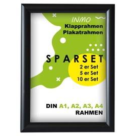 INMO Aluminium Folding Frame DIN A4 with Aluminium Profile without Glass - Folding Picture Frame Black - Photo Frame for Pictures, Posters - 23.80 x 32.50 cm Certificate Frame