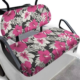 FUIALDOLG Golf Cart Seat Cushions Cover Pink Hibiscus Flower Anti-Scratch Golf Cart Seat Cover + Backrest Cover Cool in Summer and Warm in Winter for EZGO TXT RXV & Club Car