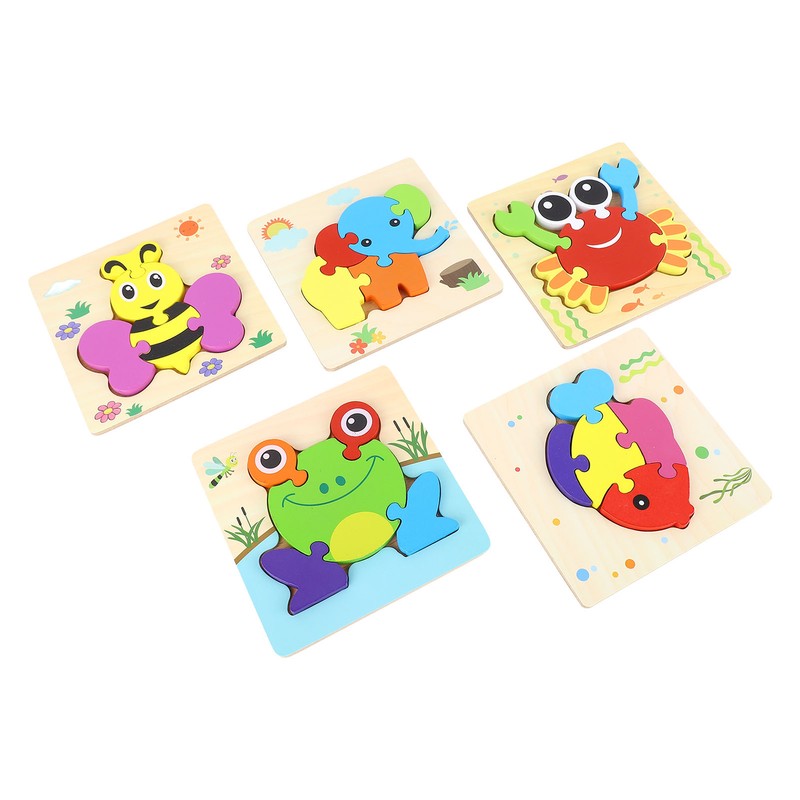 5pcs Baby Jigsaw Puzzles Animal Shaped Colorful Printing Educational Hands