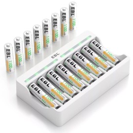 EBL 16x AAA Rechargeable Batteries Triple A 1100mAh NiMH +AA AAA Battery Charger