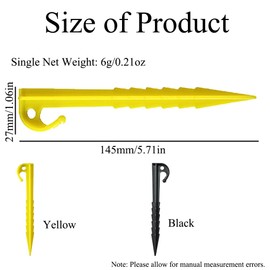 TopHomer Gelb+Schwarz, 10Stück Heavy Duty Plastic Tent Pegs und Nägel, für die Befestigung von Camping-Zelt Regen Tarps, Garten Unkraut Matte, und Outdoor-Einsatz für sichere Boden halten