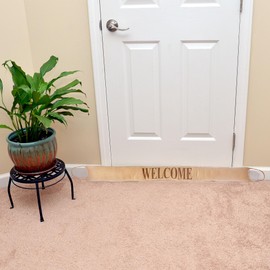 Roe & Moe Welcome Draft Stopper, Door Bottom Hot/Cold Air Blocker Noise Reducer Insulation Sound Proof Weather Strip Seal, 38 x 4 inches, with 2 Loops - Ideal for 36 inch Door