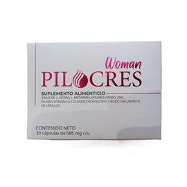 PILOCRES WOMAN CON 30 Cápsulas de 585 mg c/u, Suplemento Alimenticio aminoácidos, vitaminas, minerales y extractos naturales.
