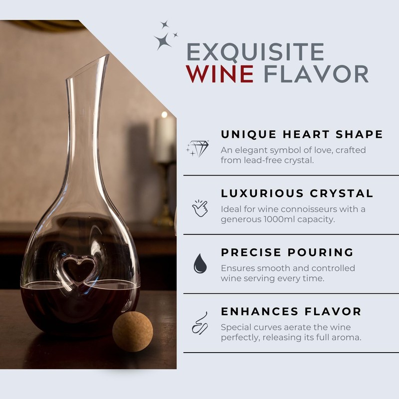 Maypes Heart Decanter – Beautiful Crystal Glass Wine Decanter with