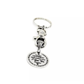 JKCE Designs To My Grandson Charm Keychain, Grandson I Love You, Believe In Yourself