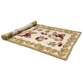 Couleur Nature Table Runner, Cherry, Red Green, 16x90 Inches