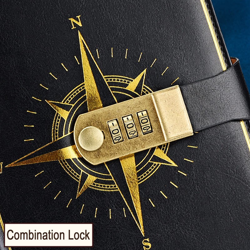 NectaRoy Travel Journal Notebook with Lock Diary with Code (Compass