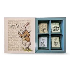 Charbrew Tea Book Gift – 64 Individually Wrapped Teabags | 4 Classic Blends: English Breakfast, Earl Grey, Afternoon & Chai | Unique Tea Gift Set for Book Lovers (Mad Hatter)