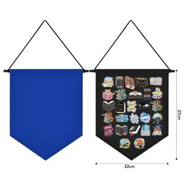 YDAKGUEY 2 Pcs Wall Hanging Brooch Pin Organizer, 22 × 27cm Canvas Pin Badge Display Banner, Earrings Collection Holder for Earrings Necklace Glitter Pins Collection Organizer(Black + Blue)