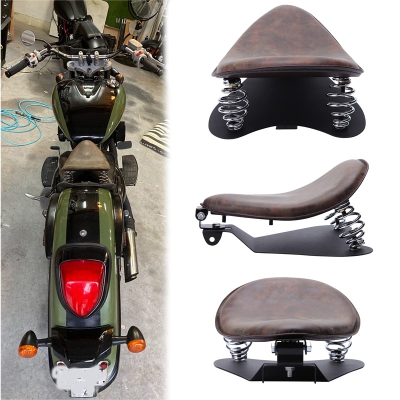 Brown Motorcycle Solo Seat Spring With Base For Harley Heritage