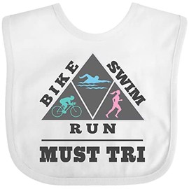 inktastic Triathlon Sports Running Swimming Biking Baby Bib White 33760