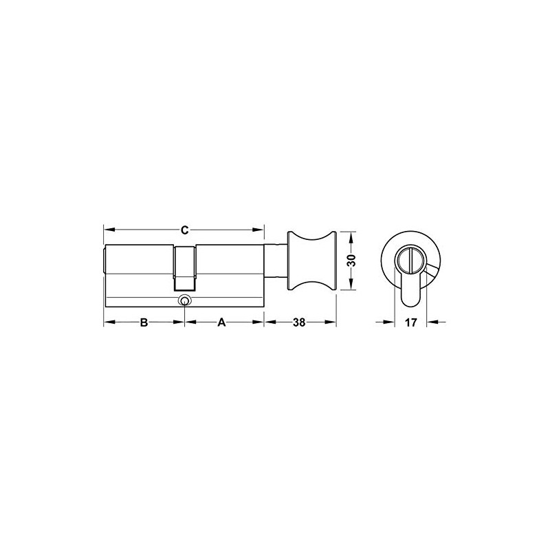 JUVA Profile Knob Cylinder Toilet Lock Cylinder 30/30 - Econo