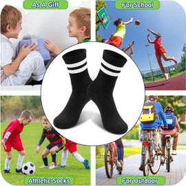 ELUTONG Youth Grip Soccer Socks Kids Athletic Sports Crew Sock for Football Basketball Indoor Boys 6 Pack