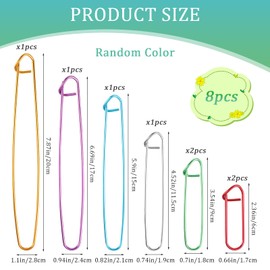 8 PCS Knitting Stitch Holder 6 Size Aluminum Yarn Stitch Holders Stitch Markers for Crocheting Practical Knitting Crochet Tools for Knitting Notions or Crochet
