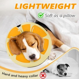 GoGoPaw Inflatable Dog Cone Collar to Stop Licking, Soft Neck Donut Collar After Surgery, Adjustable Recovery Cone for Small Medium Large Dogs (Orange,M)