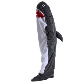 Shamdon Home Collection Shark Blanket for Adults Child, Wearable Shark Blanket Jumper for Men and Women, Cosy Super Soft Wearable Hoodie Blanket, Sleeping Bag, Onesie, Shark Costume, gray