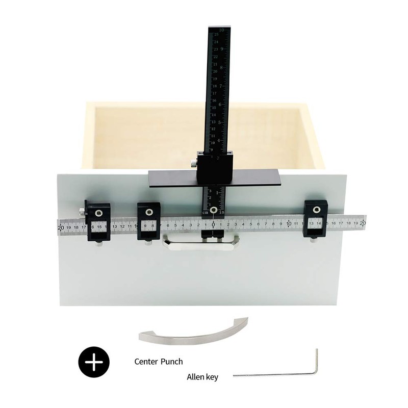 ASCENDAS Cabinet Hardware Jig Tool Adjustable Drill Template Guide Aluminum