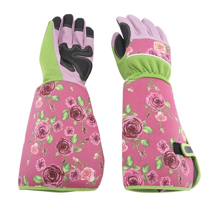 Long Rose Pruning Gardening Gloves Puncture Resistant Work Yard Glove(Pink)