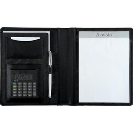 Alassio Bormio 43004-1 A5 Imitation Leather Writing Case with Pocket Calculator Black