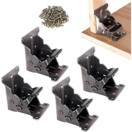 8 Pack Folding Brackets, TopDirect Lock Extension Support Bracket Foldable Self Lock Hinges with Screws for Table Bed Leg Feet - Colour: 4 Pack