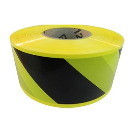 GGR Supplies BRC-80 Non-Adhesive Polyethylene Identification Barricade Film Tape Ideal for Hazardous Areas & Safety Identification. 3 Inch X 1000 Ft. (1 Roll, Black/Yellow)